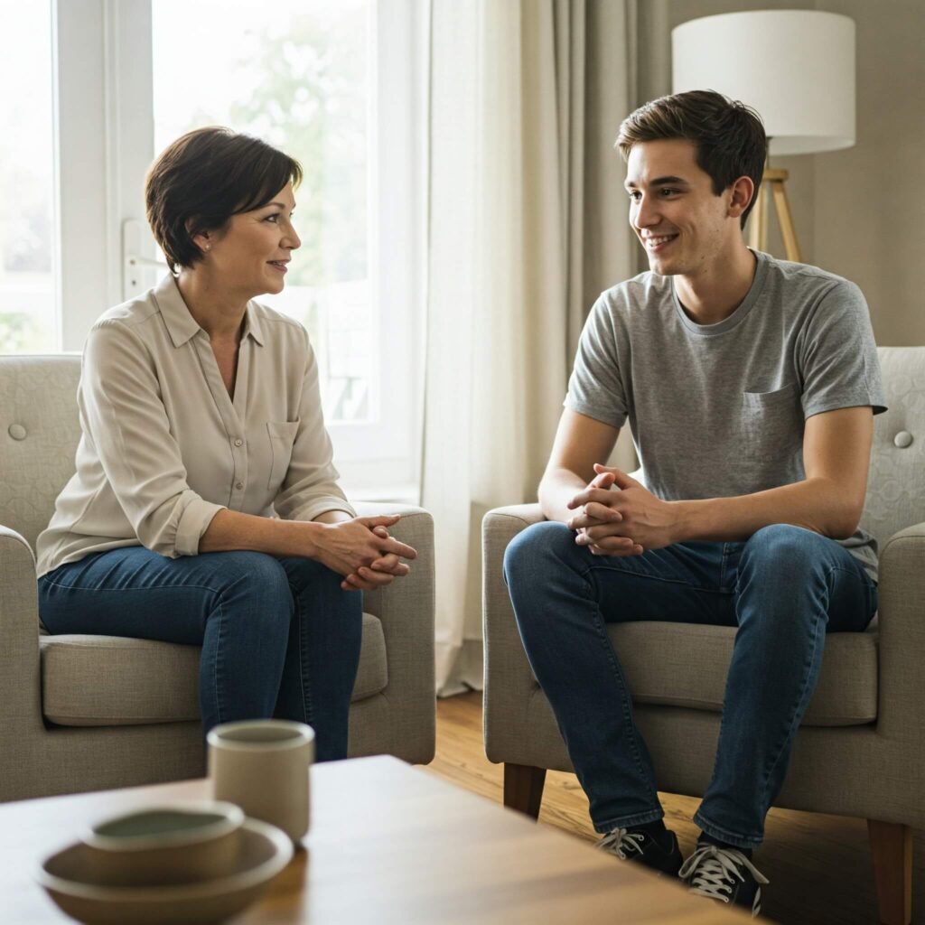 Couple having calm conversation.