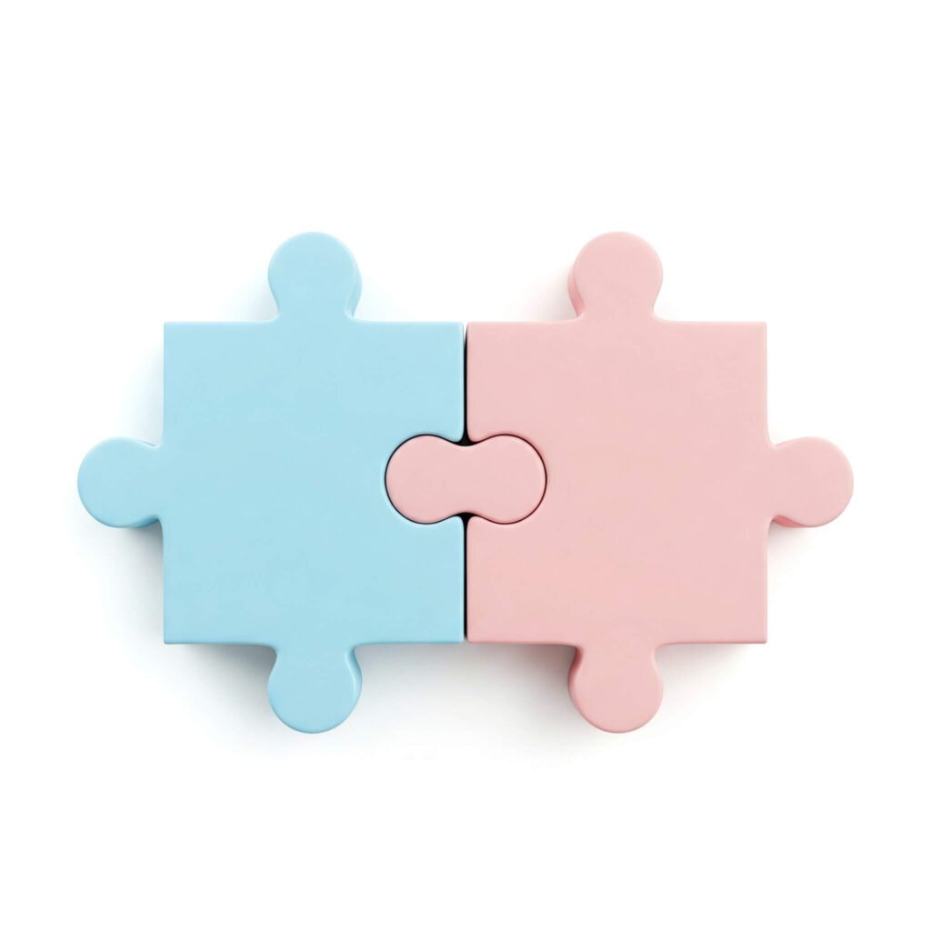 Two Puzzle Pieces Connected