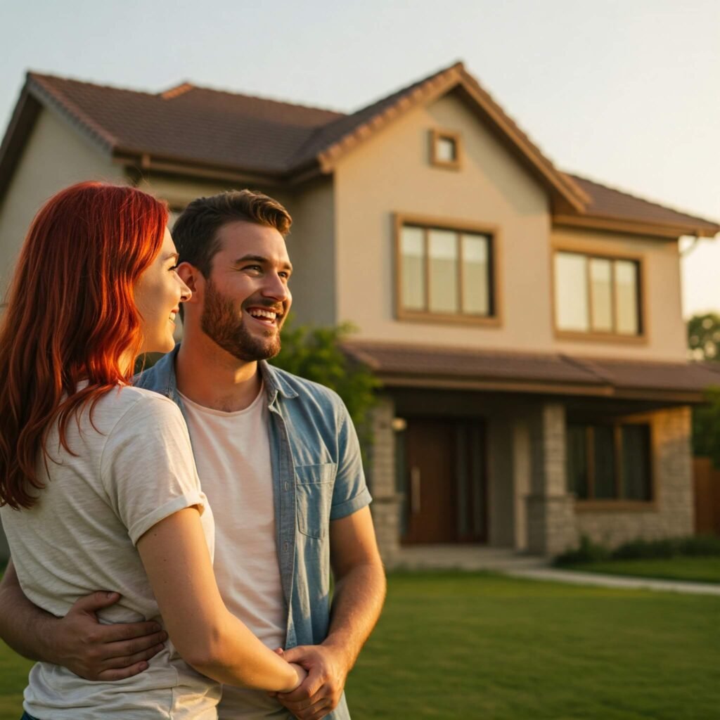 Couple looking at new house.